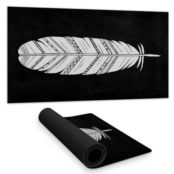 Begin Home Decor  16 x 32 in. Feather Pattern Bird Desk Mat - Animal Theme Home Decor