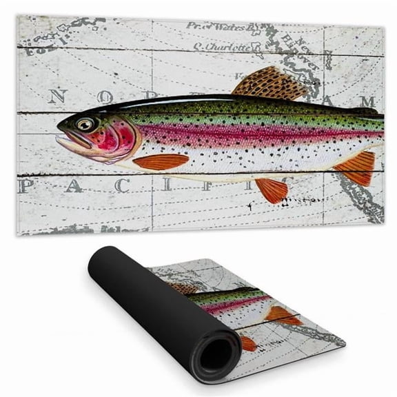 Begin Home Decor  16 x 32 in. Trout World Map Red Desk Mat - Aquatic Decor for Livingroom