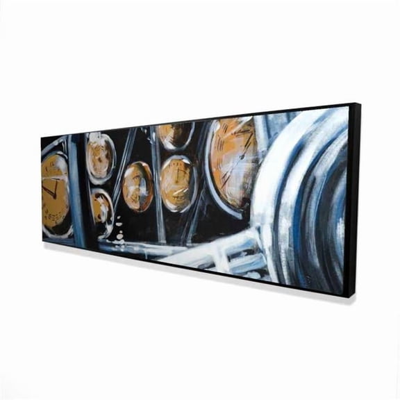 Begin Home Decor  16 x 48 in. Vintage Car Interior Framed Canvas - Blue Bedroom Decor