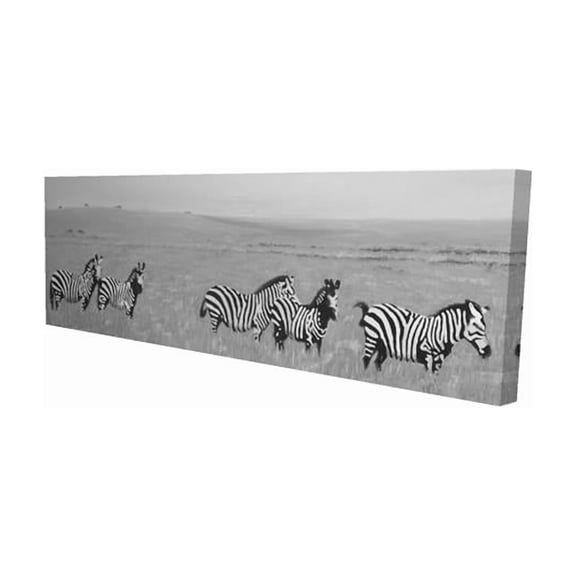 Begin Home Decor 16 x 48 in. Zebras in the Savannah Gray Canvas - African Bedroom Decor