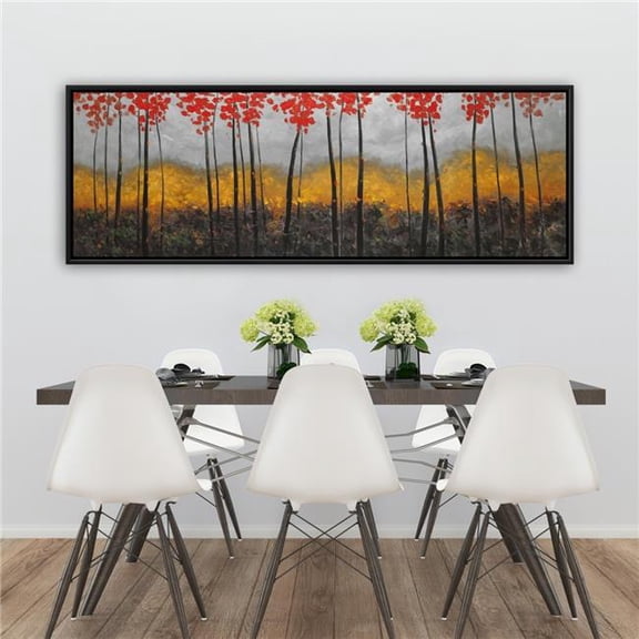 Begin Home Decor  20 x 60 in. Abstract Autumn Trees - Contemporary Yellow Framed Canvas Art