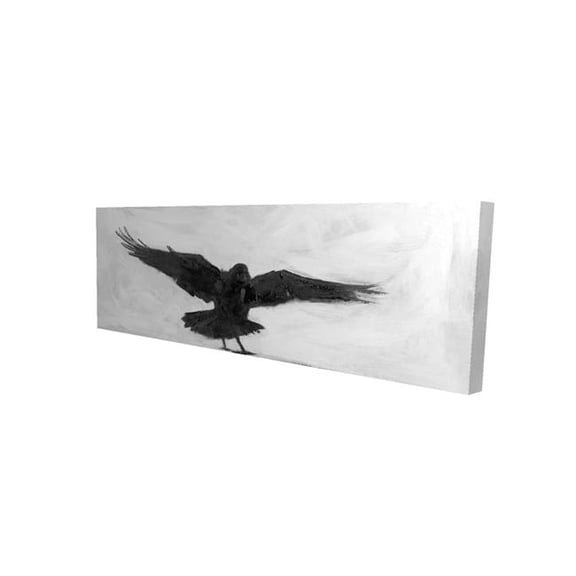 Begin Home Decor 20 x 60 in. Crow in Flight - Black Bird Canvas for Home Decor - Art Print