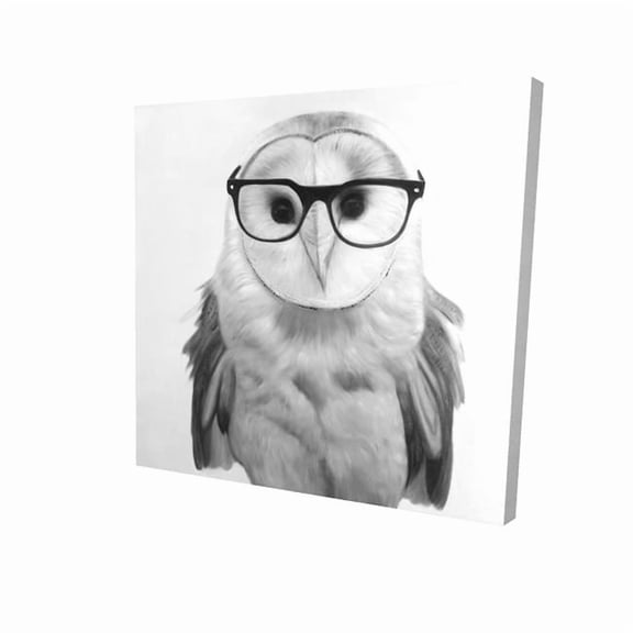 Begin Home Decor 2080-0808-AN295 8 x 8 in. Realistic Barn Owl with Glasses Canvas - Home Decor Art