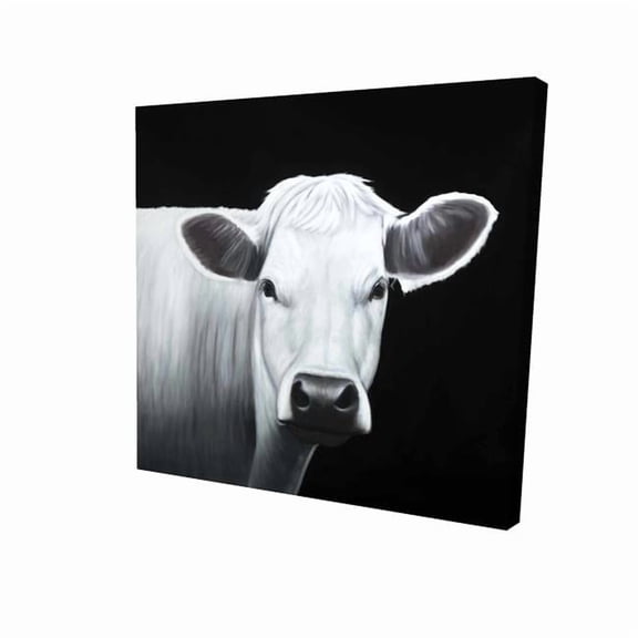 Begin Home Decor 2080-0808-AN516 8 x 8 in. White Cow Canvas - Monochrome Farm Animal Wall Art Decor