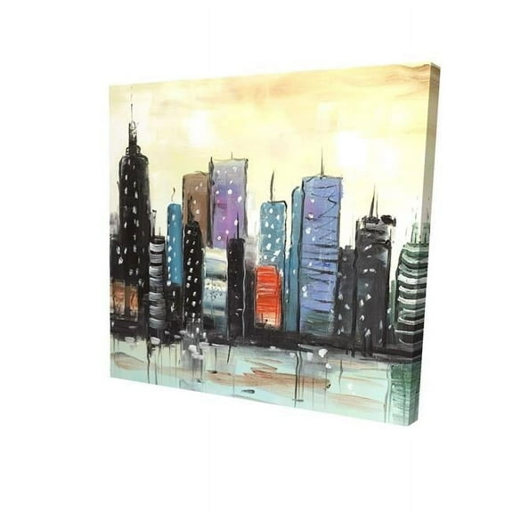 Begin Home Decor 2080-0808-CI309 8 x 8 in. Skyline on Abstract Cityscape-Print on Canvas