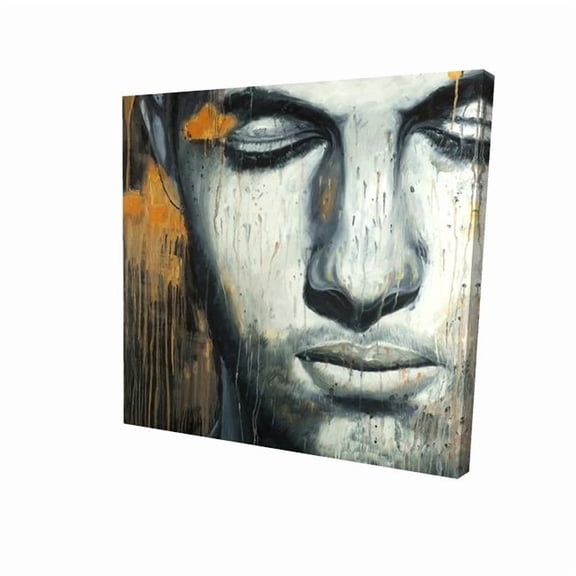 Begin Home Decor 2080-0808-FI46 8 x 8 in. Abstract Man Face Canvas - Contemporary Figurative Home Decor