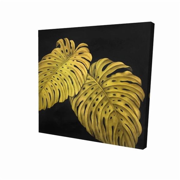 Begin Home Decor 2080-0808-FL356 8 x 8 in. Gold Monstera Canvas - Exotic Botanical Floral Home Decor