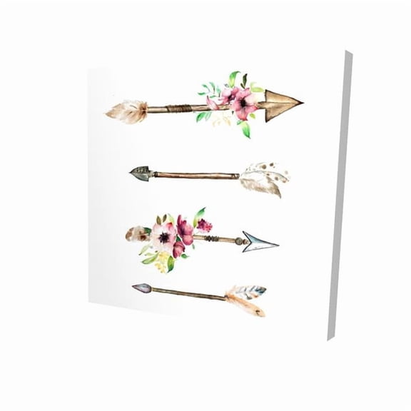 Begin Home Decor 2080-0808-MI89 8 x 8 in. Arrowheads & Flowers Brown Bohemian Canvas - Home Decor