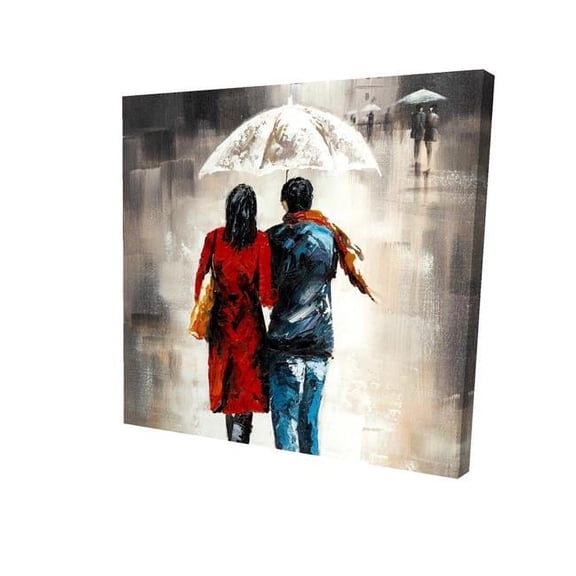 Begin Home Decor 2080-0808-ST27 8 x 8 in. Quiet Walk In Couple in the Rain-Print on Canvas