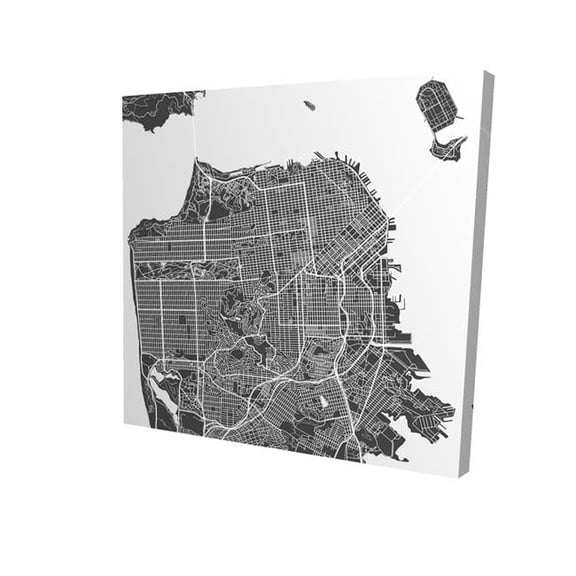 Begin Home Decor 2080-0808-TV17-1 8 x 8 in. San Francisco Graphic Map-Print on Canvas