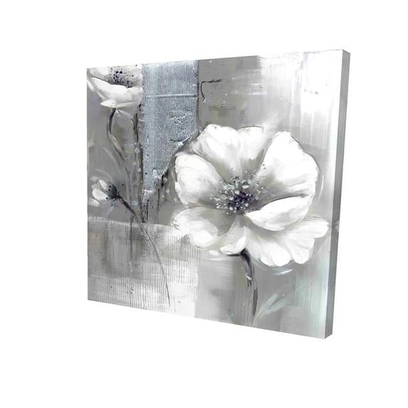 Begin Home Decor 2080-1212-FL37 12 x 12 in. Monochrome & Silver Flowers-Print on Canvas