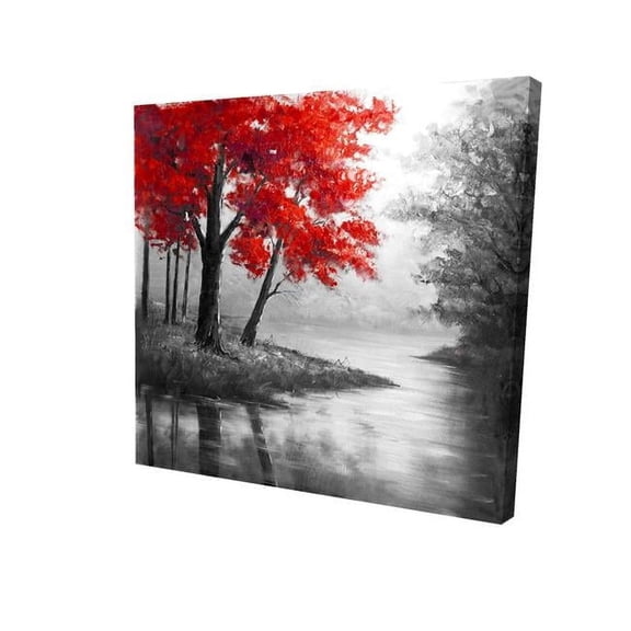 Begin Home Decor 2080-1212-LA25-1 12 x 12 in. Red Trees & Lake-Print on Canvas