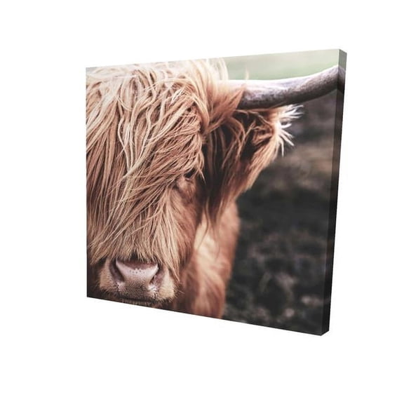 Begin Home Decor 2080-1212-PH1-2 12 x 12 in. Desaturated Highland Cow-Print on Canvas