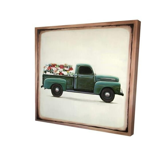 Begin Home Decor 2080-1212-TR80 12 x 12 in. Flowers Farm Truck-Print on Canvas