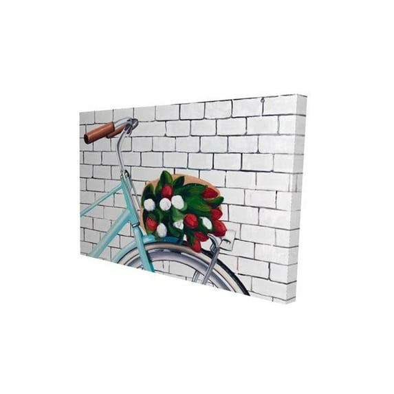 Begin Home Decor 2080-1218-TR34 12 x 18 in. Bicycle with A Bouquet of Tulips-Print on Canvas