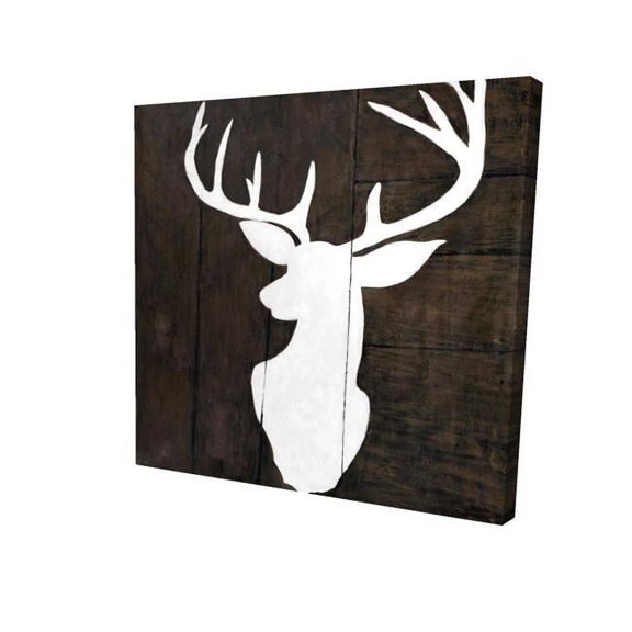 Begin Home Decor 2080-1616-AN88 16 x 16 in. Silhouette of A Deer on Wood-Print on Canvas
