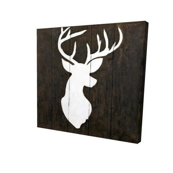 Begin Home Decor 2080-1616-AN89 16 x 16 in. White Silhouette of A Deer on Wood-Print on Canvas