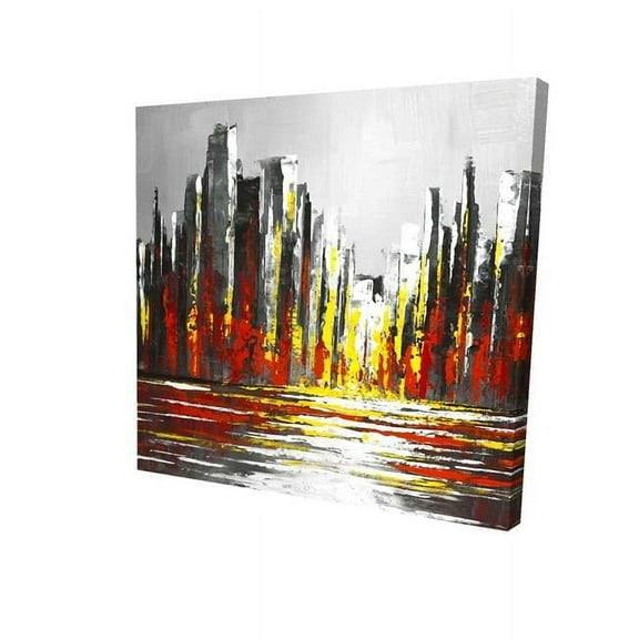 Begin Home Decor 2080-1616-CI334 16 x 16 in. Abstract Red Skyline-Print on Canvas