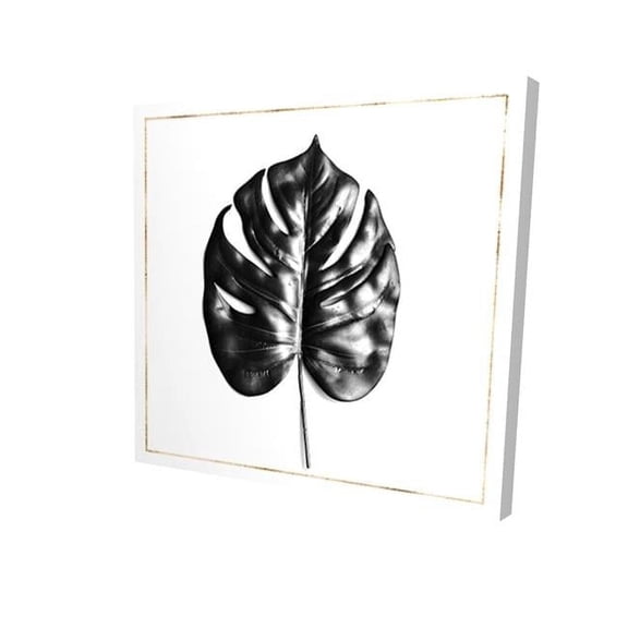 Begin Home Decor 2080-1616-FL302-1 16 x 16 in. Split Leaf Philodendron with Gold Lines-Print on Canvas