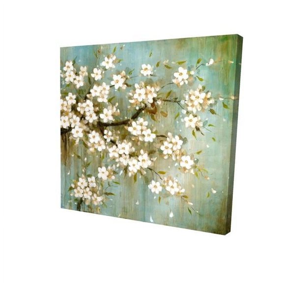 Begin Home Decor 2080-1616-FL80 16 x 16 in. White Cherry Blossom-Print on Canvas