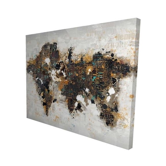Begin Home Decor 2080-1620-CI146 16 x 20 in. Abstract World Map with Typography-Print on Canvas