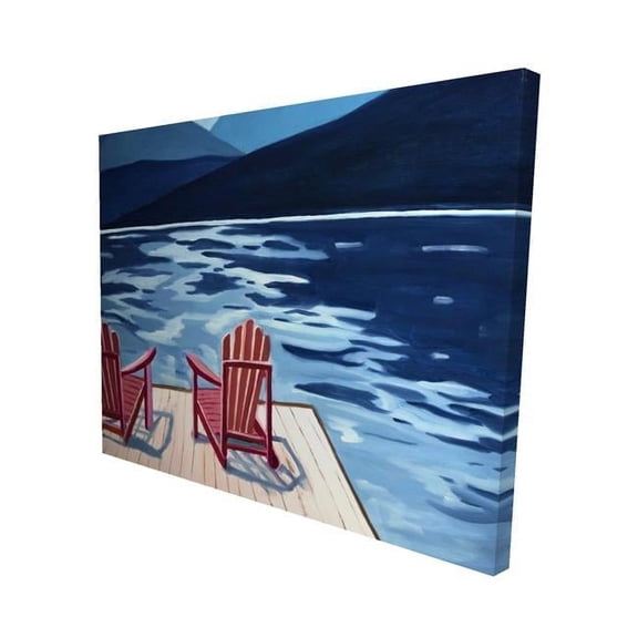 Begin Home Decor 2080-1620-LA141 16 x 20 in. Lake, Dock, Mountains & Chairs-Print on Canvas