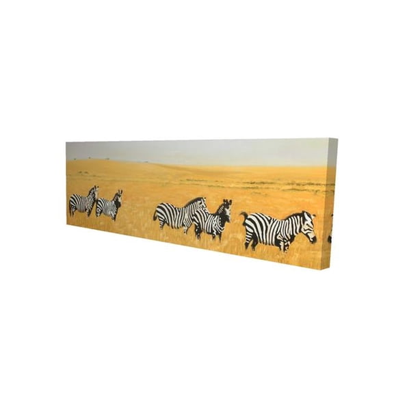 Begin Home Decor 2080-1648-AN286 16 x 48 in. Herd of Zebra Canvas - Wildlife Yellow Bedroom Wall Art Decor
