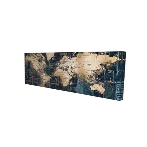 Begin Home Decor 2080-1648-CI84 16 x 48 in. Abstract World Map Canvas - Blue Bedroom Decor Art