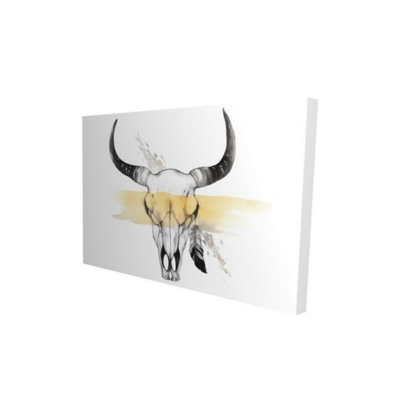 Begin Home Decor 2080-2030-AN326 20 x 30 in. Cow Skull with Feather-Print on Canvas