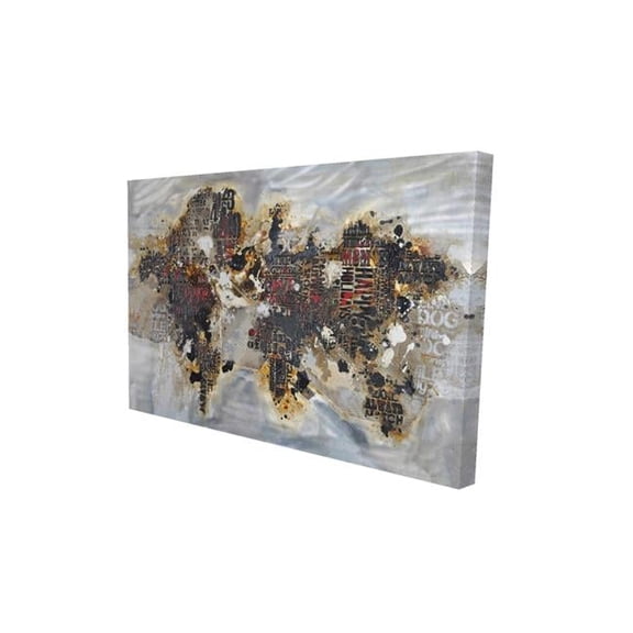 Begin Home Decor 2080-2030-CI145 20 x 30 in. Texturized World Map with Typography-Print on Canvas