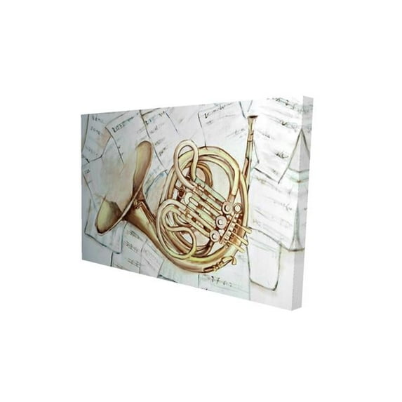 Begin Home Decor 2080-2030-MU43 20 x 30 in. Horn on Music Sheet-Print on Canvas