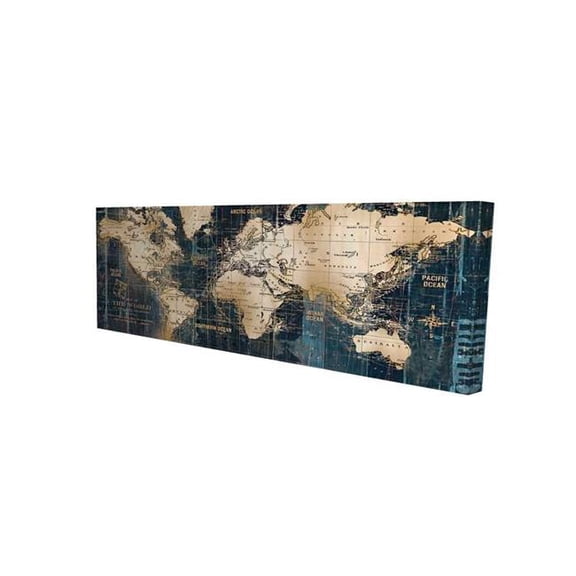 Begin Home Decor 2080-2060-CI84 20 x 60 in. Abstract World Map Canvas - Satellite View Blueprints Decor