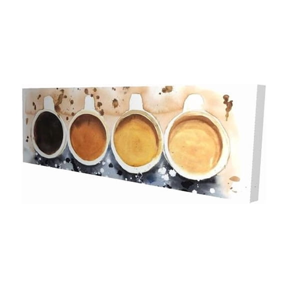 Begin Home Decor 2080-2060-GA99 20 x 60 in. Four Cups of Coffee with Paint Splash - Beige Gastronomy Canvas