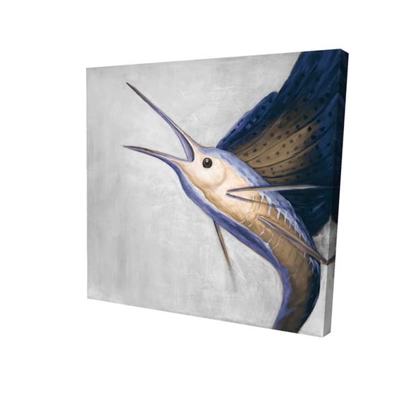 Begin Home Decor 2080-2424-AN156-1 24 x 24 in. Gold Swordfish Marine Canvas - Bathroom Wall Art Decor