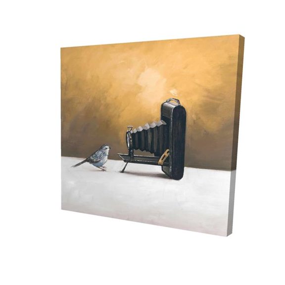Begin Home Decor 2080-2424-AN163-1 24 x 24 in. Rustic Animals Canvas - Old Camera with Bird - Home Decor