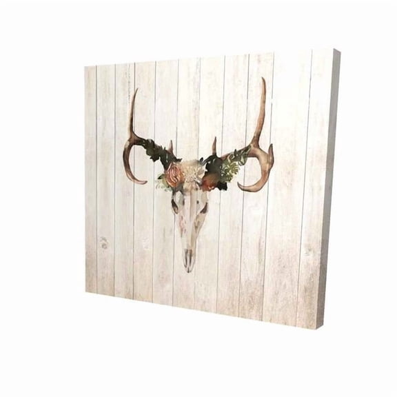Begin Home Decor 2080-2424-AN405-1 24 x 24 in. Rustic Mule Deer Skull Canvas - Home Decor with Roses