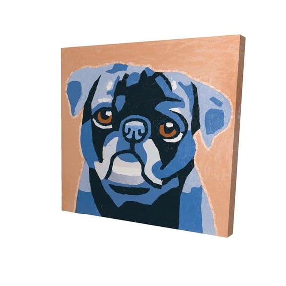 Begin Home Decor 2080-2424-AN85-1 24 x 24 in. Flash the Pug Animals Blue Canvas - Bedroom Home Decor
