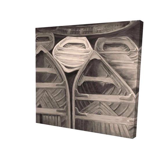 Begin Home Decor 2080-2424-CO70-1 24 x 24 in. Sepia Canoes Canvas - Contemporary Coastal Bedroom Decor