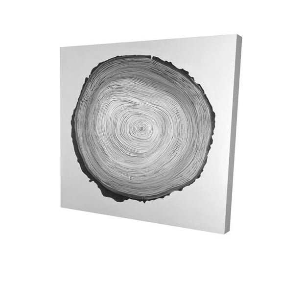 Begin Home Decor 2080-2424-MI70 24 x 24 in. Grayscale Round Wood Log Gray Canvas - Monochrome Bedroom Decor
