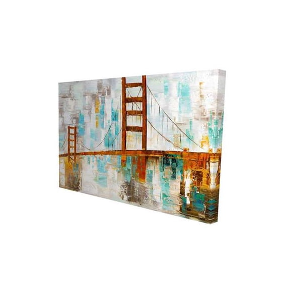 Begin Home Decor 2080-2436-CI215 24 x 36 in. Golden Gate with Turquoise Paint Spots - Industrial Canvas Art