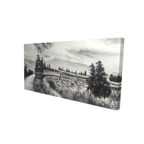 Begin Home Decor 2080-2448-TR51 24 x 48 in. Steam Engine Train Canvas - Beige Black & White Home Decor