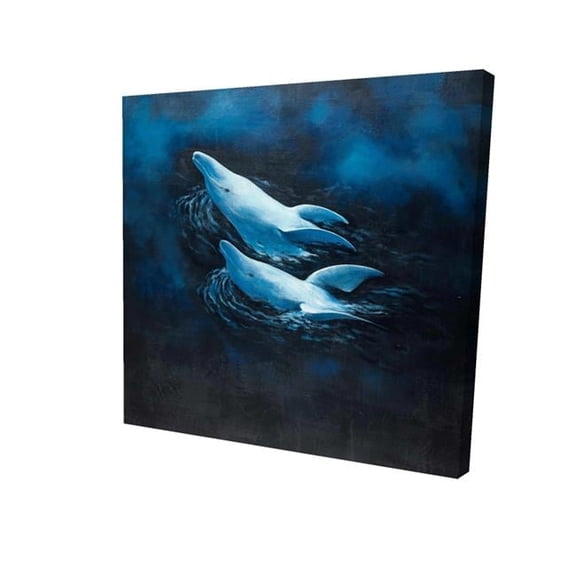 Begin Home Decor 2080-3232-AN154 32 x 32 in. Two Swimming Dolphins-Print on Canvas