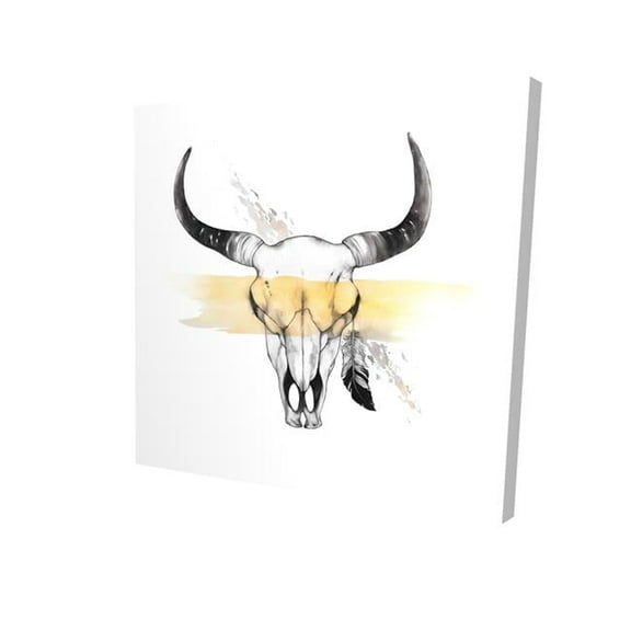 Begin Home Decor 2080-3232-AN326 32 x 32 in. Cow Skull with Feather-Print on Canvas