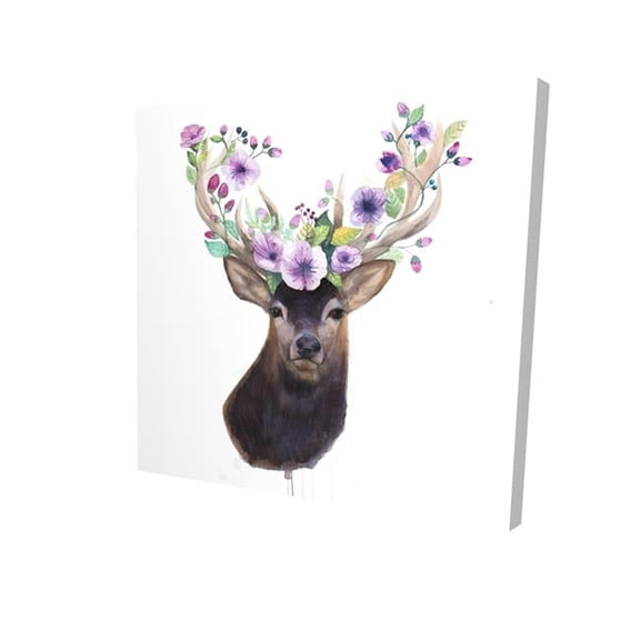 Begin Home Decor 2080-3232-AN389 32 x 32 in. Roe Deer Head with Flowers-Print on Canvas