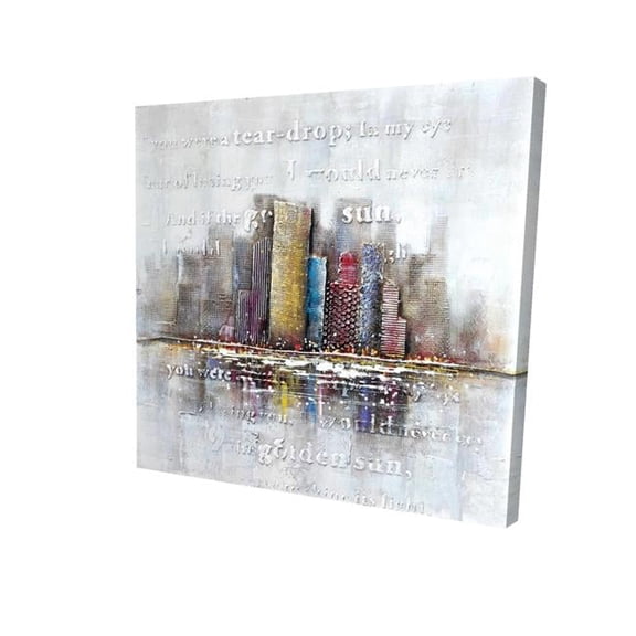 Begin Home Decor 2080-3232-CI40 32 x 32 in. Buildings with Typography In Relief-Print on Canvas