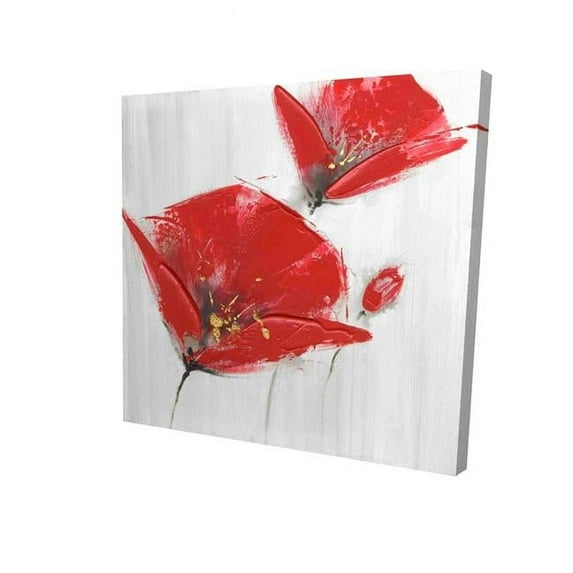 Begin Home Decor 2080-3232-FL160 32 x 32 in. Three Red Flowers with Golden Center-Print on Canvas
