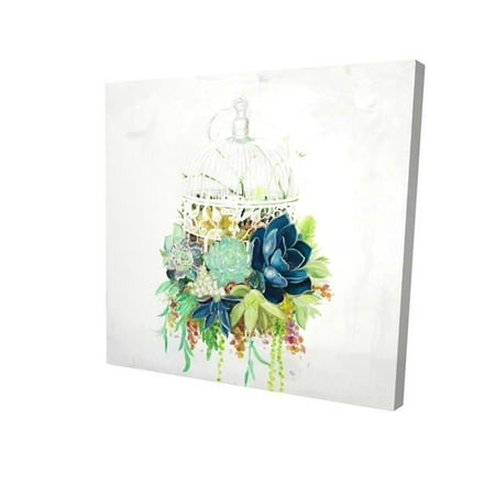 Begin Home Decor 2080-3232-FL374 32 x 32 in. Bird Cage with Cactus-Print on Canvas