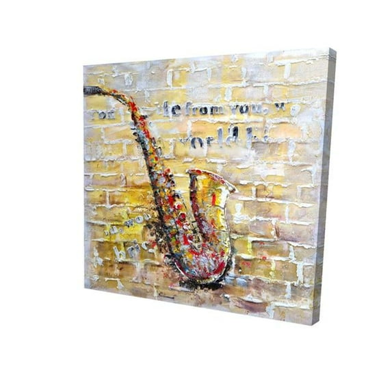 Begin Home Decor 2080-3232-MU9 32 x 32 in. Saxophone on Brick Wall-Print on Canvas