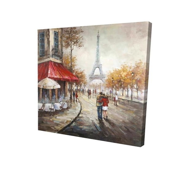 Begin Home Decor 2080-3232-ST19 32 x 32 in. Couple Walking In Paris Street-Print on Canvas
