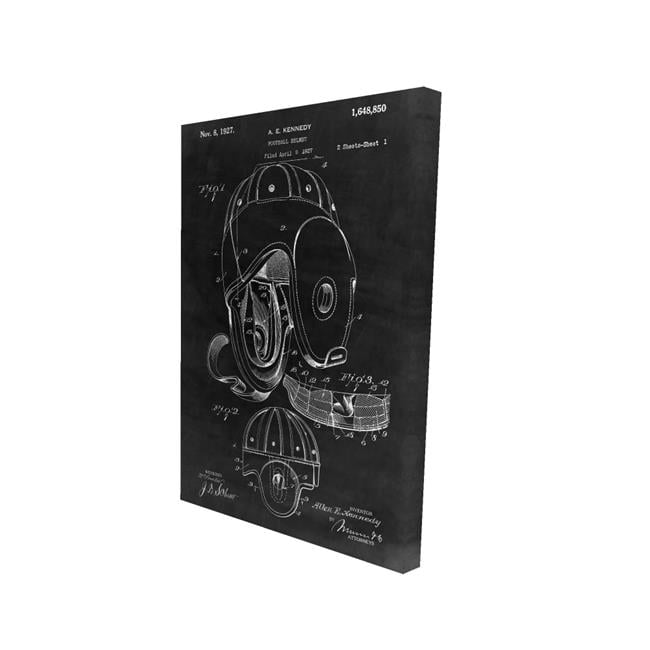 Begin Home Decor 2080-3624-BL3-2 24 x 36 in. Black Vintage Canvas - Football Helmet Blueprint Home Decor